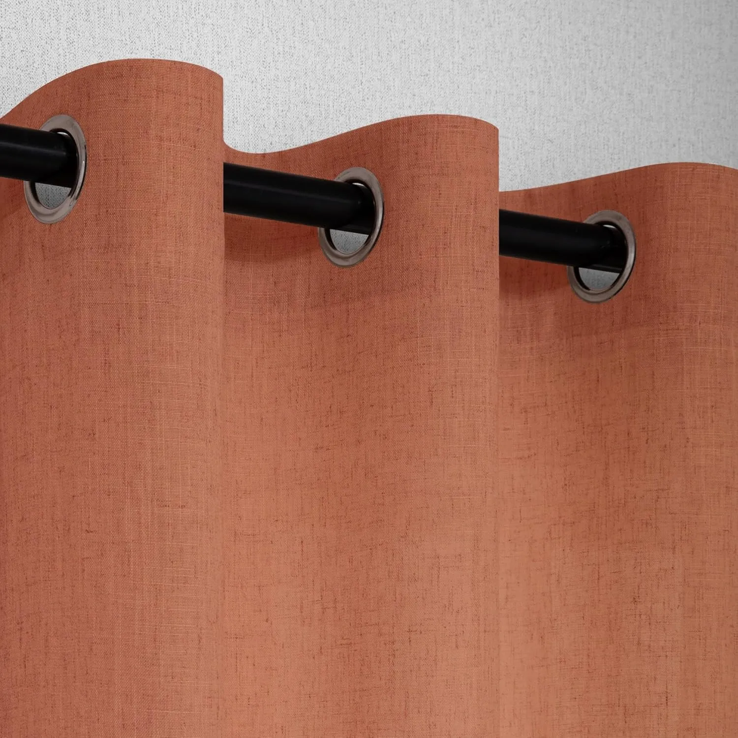 Pitalk Mid Century Modern Curtains for Living Room 63 Inch Length Grommet Colorful Boho MCM Linen Sheer Funky Curtains for Bedroom Bay Window Terracotta Colored Rust Terra Cotta Brick Red 52x63 Long