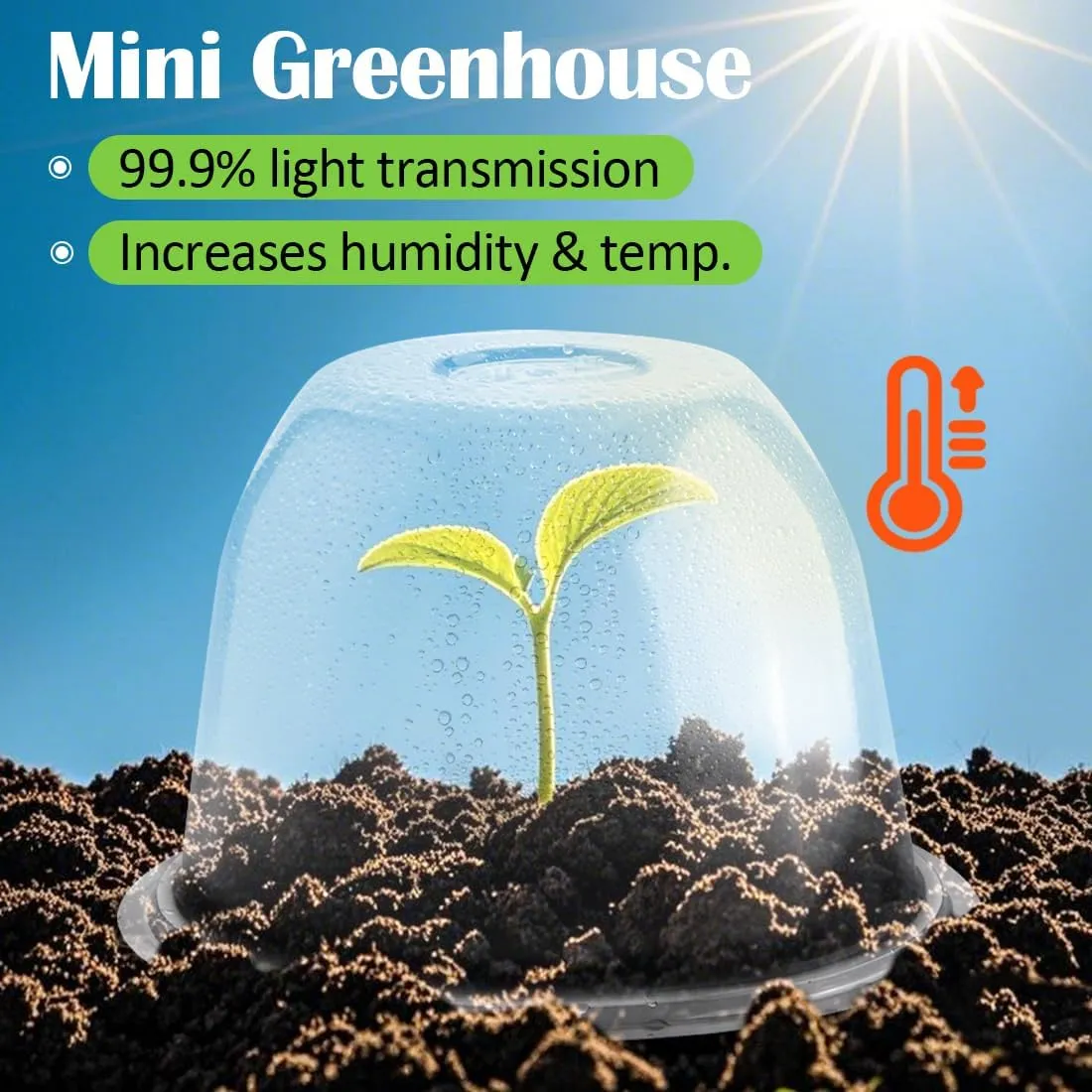 Plant Protectors from Animals 5-Pack, 10" D × 6.7" H Garden Cloches for Seedlings Nursery Pots, Clear Plant Covers, Mini Greenhouse for Plants, Durable Humidity Domes with Ventilation Holes