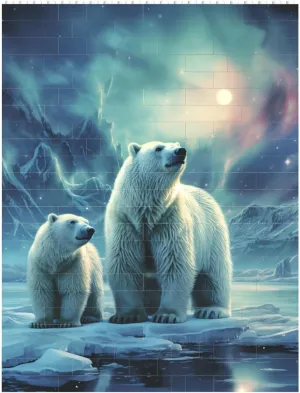 Polar Bears Northern Lights Building Block Puzzle Personalized Building Bricks Block Puzzle Building Family Keepsake DIY Brick Block Puzzles Valentine's Day Gifts for Home Decor Brick Puzzle