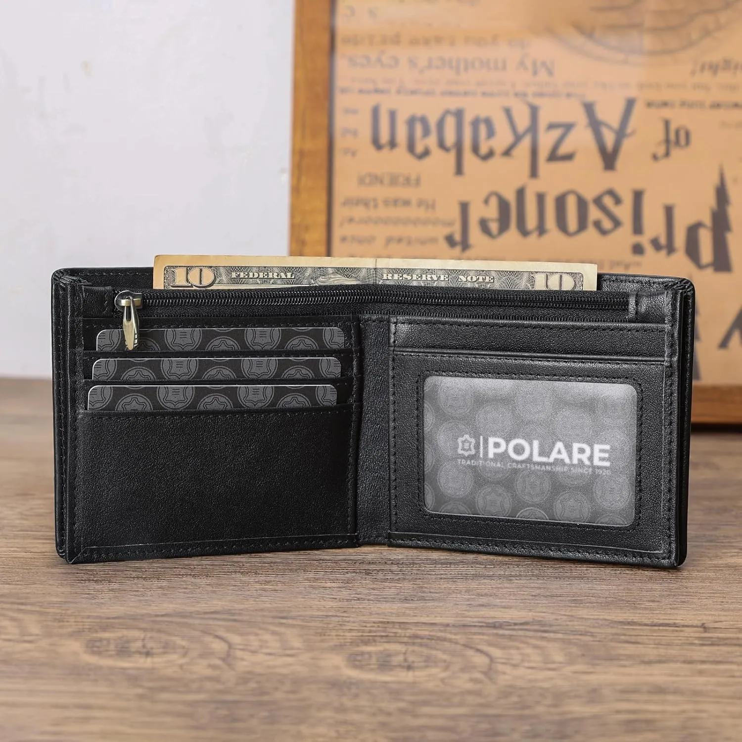 Polare Men's RFID Blocking Cowboy Genuine Natural Crazy Horse Leather Bifold Wallet
