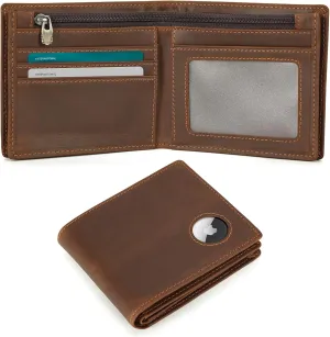Polare Men's RFID Blocking Cowboy Genuine Natural Crazy Horse Leather Bifold Wallet