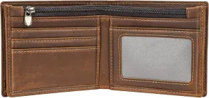 Polare Men's RFID Blocking Cowboy Genuine Natural Crazy Horse Leather Bifold Wallet