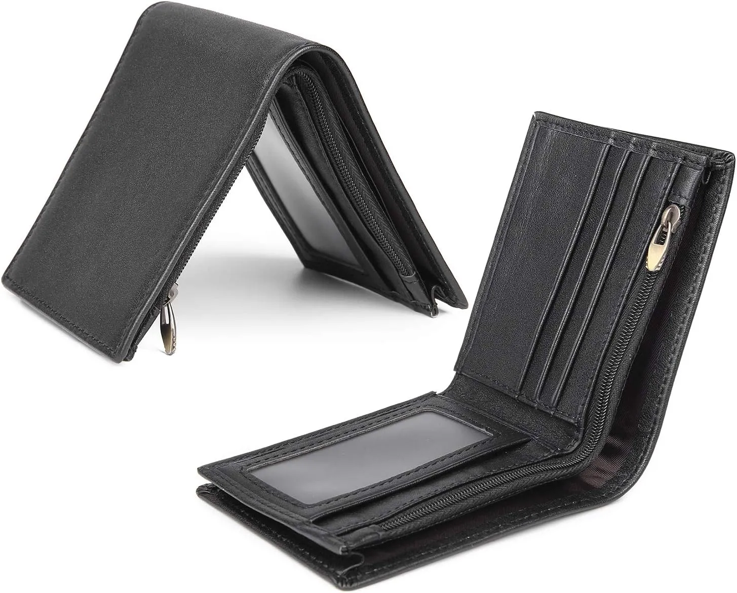Polare Men's RFID Blocking Cowboy Genuine Natural Crazy Horse Leather Bifold Wallet