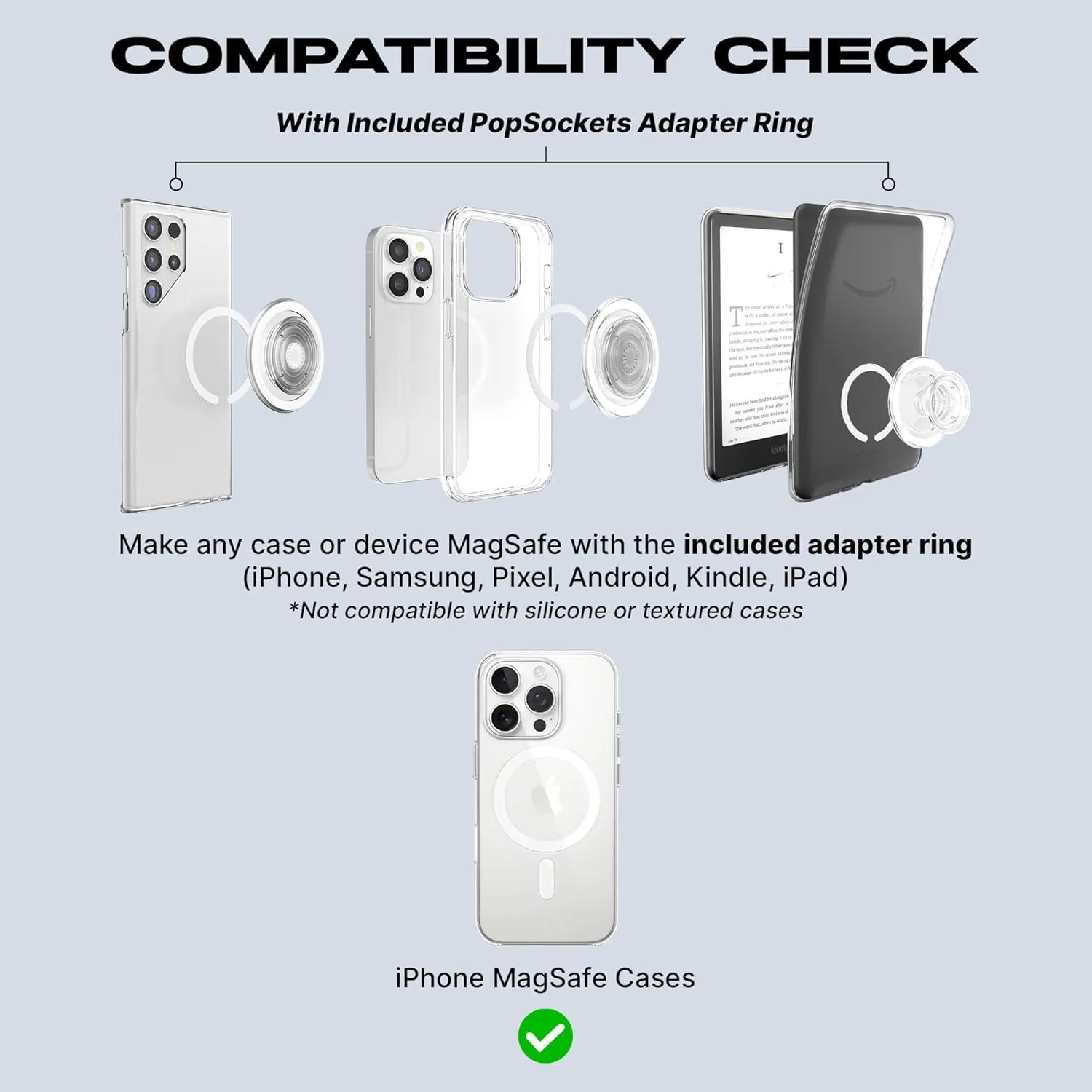 PopSockets Kick-Out Grip for MagSafe, Phone Grip with Built-in Phone Stand, Adjustable Kickstand for Portrait or Landscape, Strong Magnetic Hold, Wireless Charging Compatible - Putty