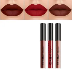 Popular DNM Velvet Matte Lipstick, 3 Sets Liquid Lipstick Color Lip Gloss Makeup Long Lasting Moisturizing Non-Sticky Lip Gloss (2)