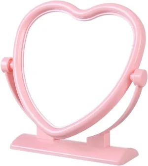 Portable Double-Sided Mirror Vanity Makeup Mirror Heart Shaped Mirror Magnifying Makeup Mirror for Desk, Cute Vintage Mirror Makeup Standing Mirror