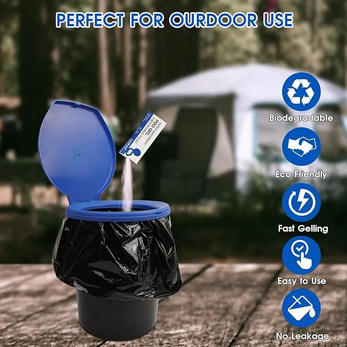 Portable Toilet Absorbent Urine Gel Porta Potty Eco Chemicals Poo Powder Bucket Toilet Gel for Camping Hiking Outdoor 25 Pack