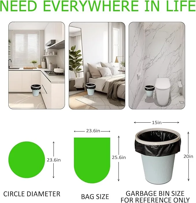Portable Toilet Bags 8 Gallon Trash Bag,Poop Bags for Dogs Biodegradable,5 Gallon Bucket,Lightweight & Sturdy Pet Waste Bags,Garbage Bags Refill Rolls for Outdoor Camping,Travel（Black）