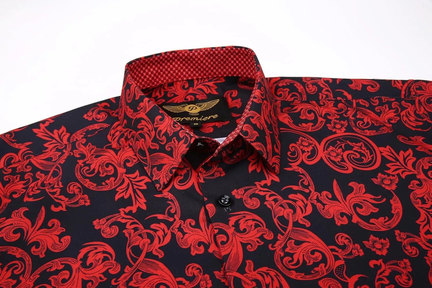 Premiere Men's Colorful Paisley Designer Fashion Dress Shirt Floral Casual Shirt Woven Long Sleeve Button Down Shirt