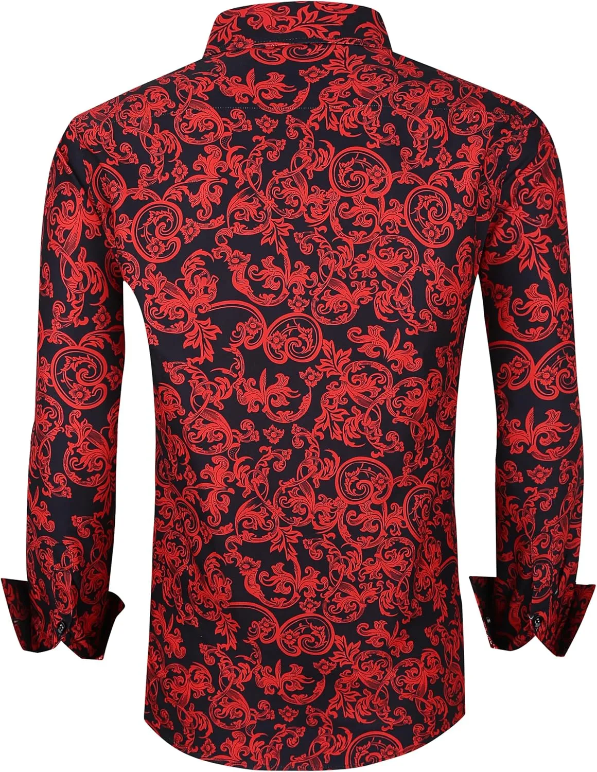 Premiere Men's Colorful Paisley Designer Fashion Dress Shirt Floral Casual Shirt Woven Long Sleeve Button Down Shirt