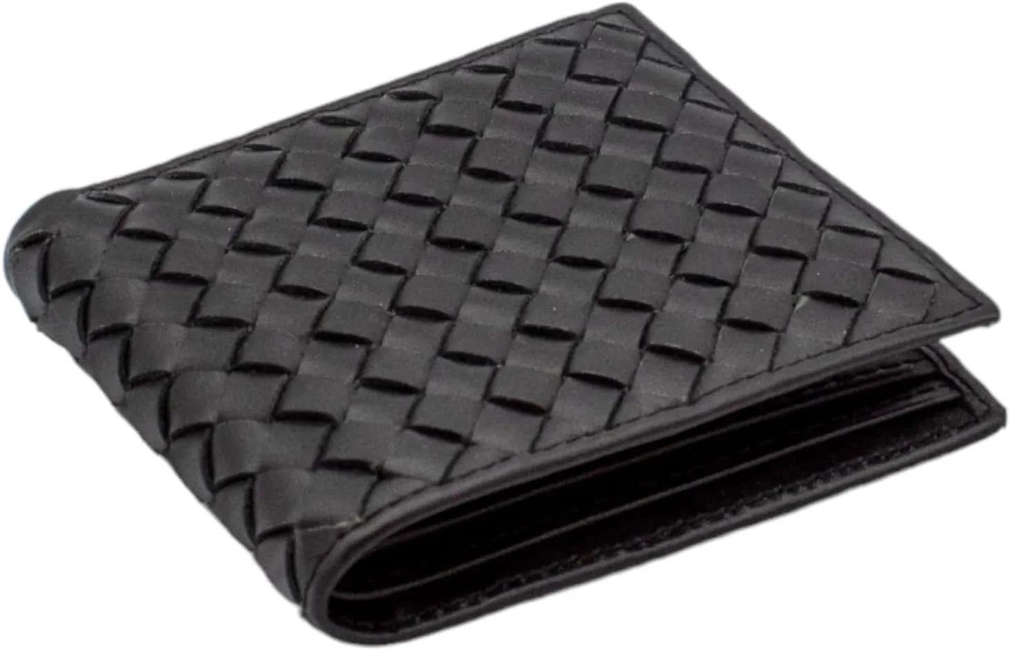 Premium Nappa Leather Wallet - Wallet for Men with Intrecciato Criss-Cross Design, 8 Card Slots,RFID Blocking Expert Craftsmanship, Gift-Worthy Packaging (Black)