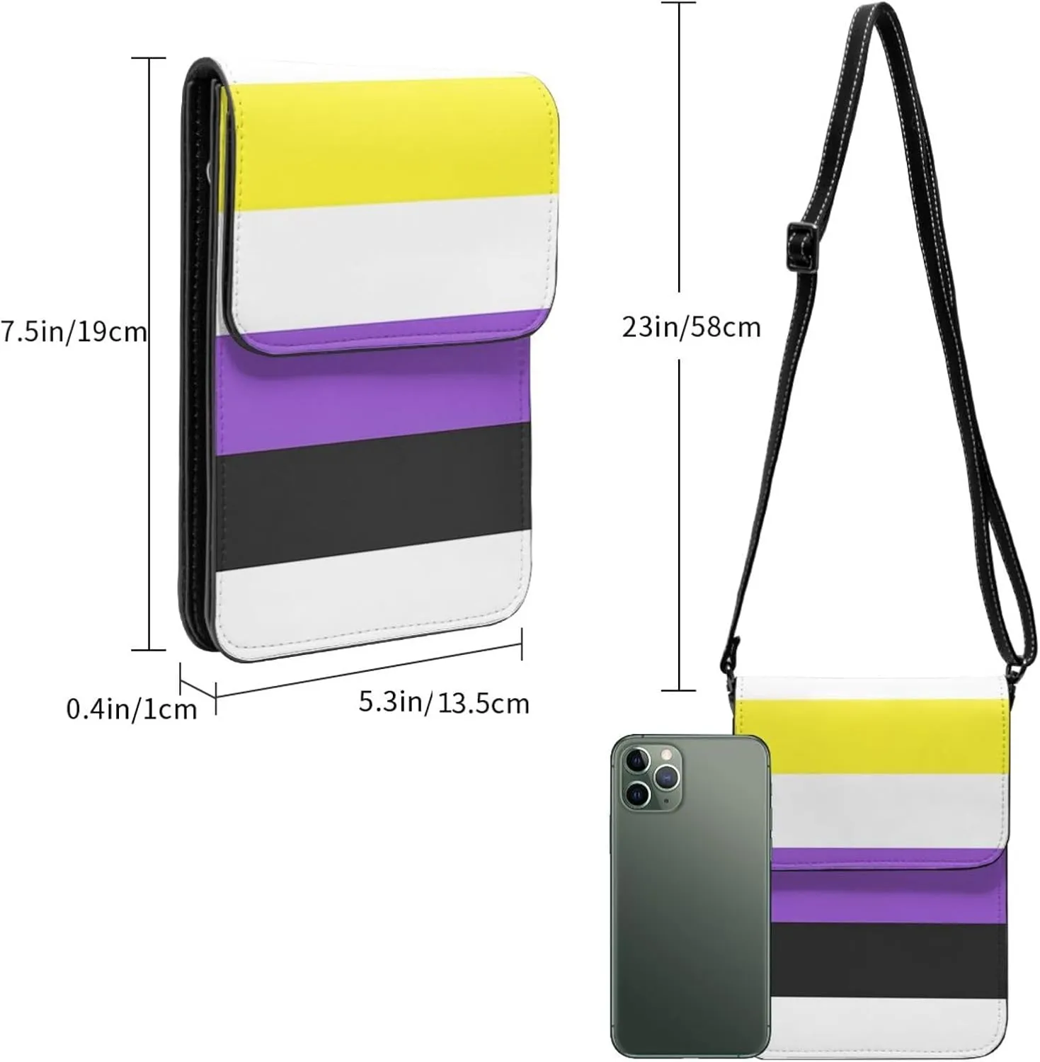 Pride Rainbow American Flag LGBT Leather Crossbody Cell Phone Purse Small Wallet Bags Adjustable Phone Bag for Women