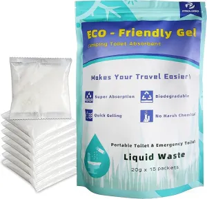 PROLOSO Liquid Waste Gelling and Deodorizing Powder Degradable Eco Gel for Camping Portable Toilet Urine Solidifier Absorbent