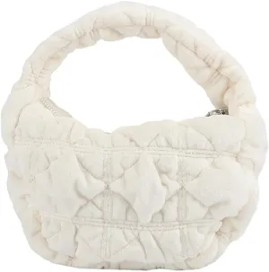 Puffer Bag for Women Mini Bubble Purse Velvet Clutch Lightweight Puffy Handbag Quilted Tote Bag Crescent Carryall Bag