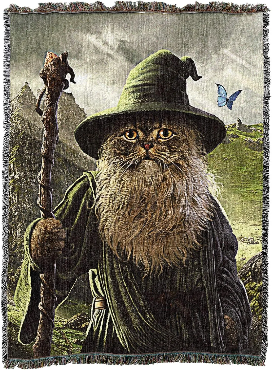 Pure Country Weavers Catdalf Blanket by Vincent HIE - Lord of The Rings Movie Parody - Cute Funny Gift Tapestry Throw Woven from Cotton - Made in The USA (72x54)