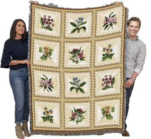 Pure Country Weavers French Floral Blanket by Susan Welsch - Garden Floral Gift Tapestry Throw Woven from Cotton - Made in The USA (72x54)