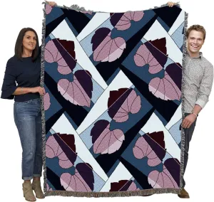 Pure Country Weavers Leaves Blanket Berry on Blue - Patterns Gift Tapestry Throw Woven from Cotton - Made in The USA (72x54)