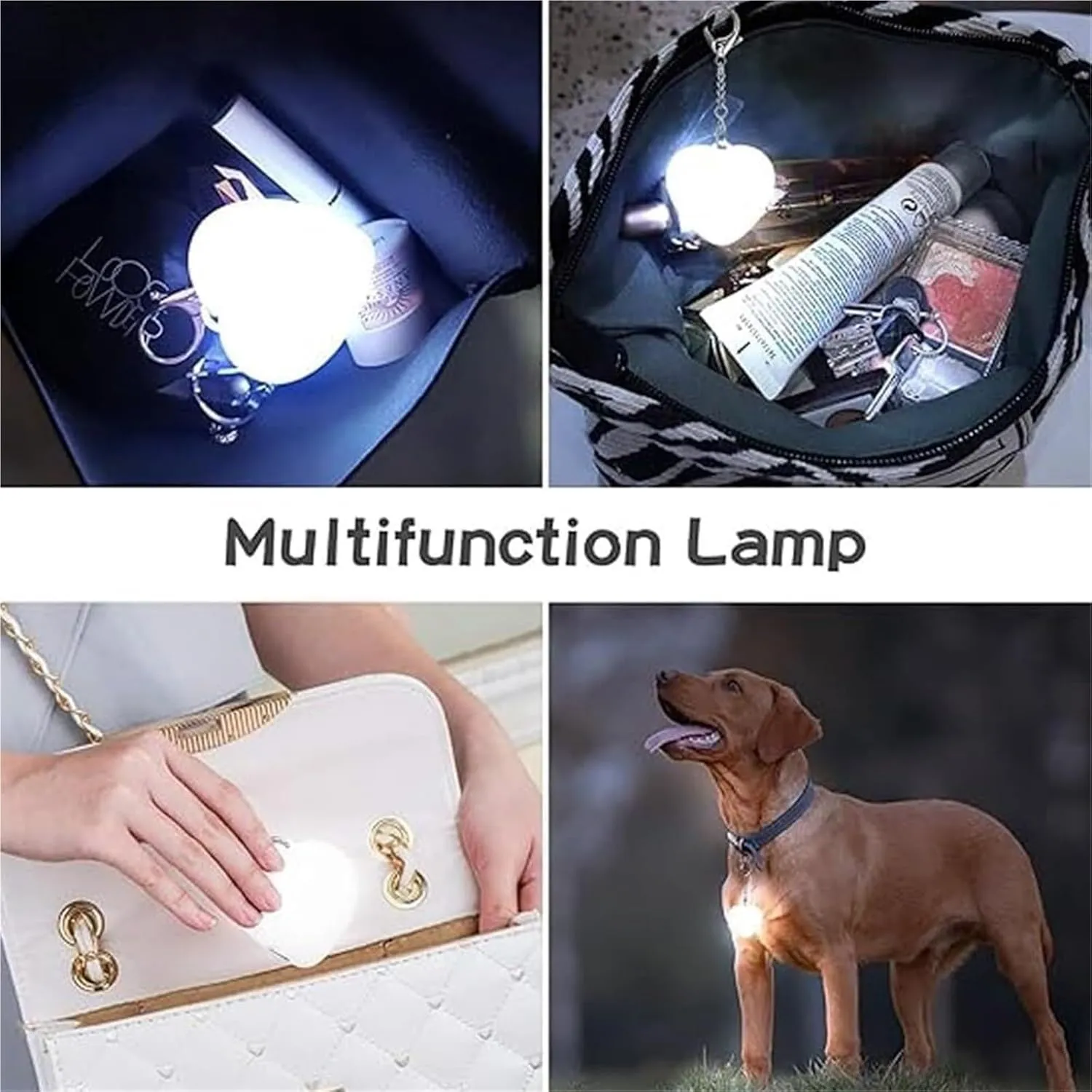 Purse Glow Heart Light, LED Automatic Sensor Glowing Heart Shaped Handbag Lights, Glow Heart for Purse, Mini Touch Purse LED Lamp, Purse Essentials Items, Creative Present for Ladies Girls