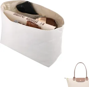 Purse Organizer Insert, Ultra-Lightweight Insert Handbag Organizer Divider Multi-Pocket Insert Bag Organizer Tote Shaper Handbag Organizer with Zipper Keep Handbag Shaped & Neat(White, Small)
