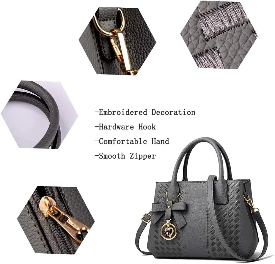 Purses and Handbags for Women Fashion Ladies PU Leather Top Handle Satchel Shoulder Tote Bags
