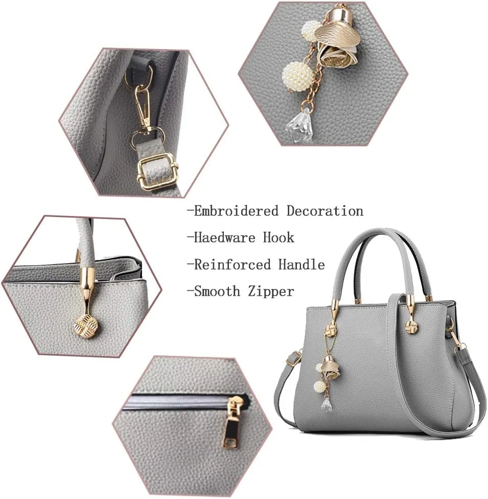 Purses and Handbags for Women Fashion Ladies PU Leather Top Handle Satchel Shoulder Tote Bags