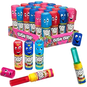Push Pop Candy Lollipops - Individually Wrapped Variety Candy Party Pack - 24 Count Lollipops in Assorted Fruity Flavors - Fun for Gifts, Celebrations, Party Favors, Gift Baskets, & Birthdays