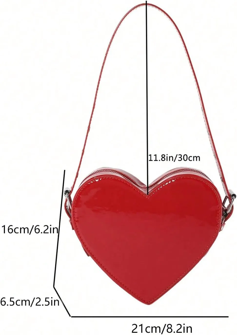 QWINEE Women's Cute Heart Shaped Shoulder Bag Zipper Small Novelty Handbag with Adjustable Strap