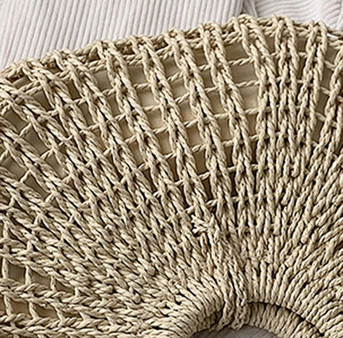 QZUnique Hand-woven Straw Bag Women Summer Beach Handbag Purse Retro Rattan Tote Clutch Travel Bag with Wood Round Top Handle