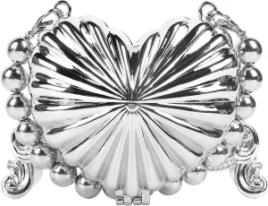 QZUnique Mini Evening Bag Metal Purse Crossbody Handbag for Girls Kid Women Bowknot Shell Heart Star Shoulder Bag for Wedding