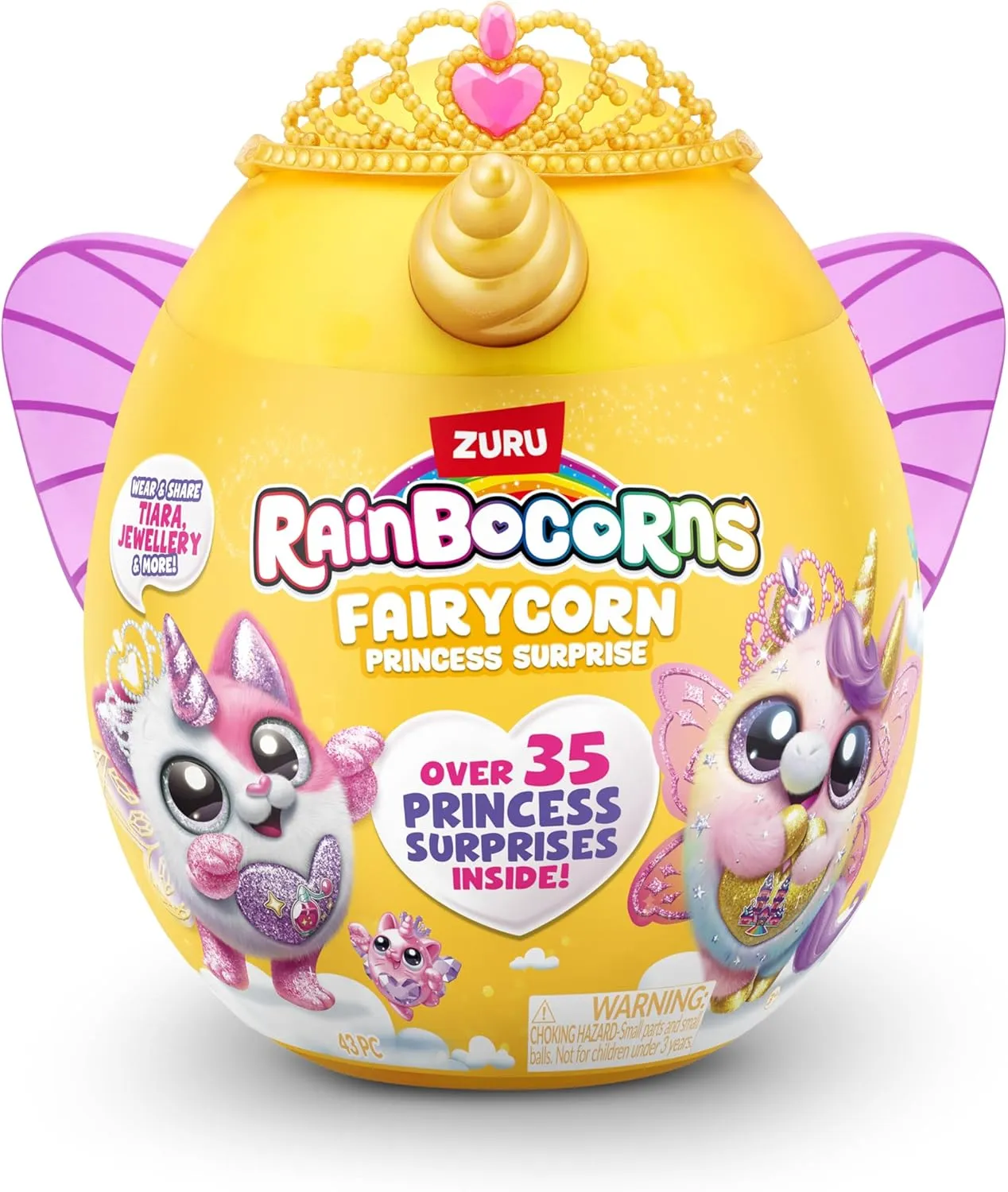 Rainbocorns Fairycorn Princess Surprise (Bunny) by ZURU 11" Collectible Plush Stuffed Animal, Surprise Egg, Wearable Fairy Wings, Magical Fairy Princess, Ages 3  for Girls, Children
