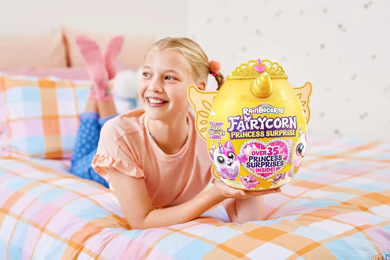 Rainbocorns Fairycorn Princess Surprise (Flamingo) by ZURU 11" Collectible Plush Stuffed Animal, Surprise Egg, Wearable Fairy Wings, Magical Fairy Princess, Ages 3  for Girls, Children