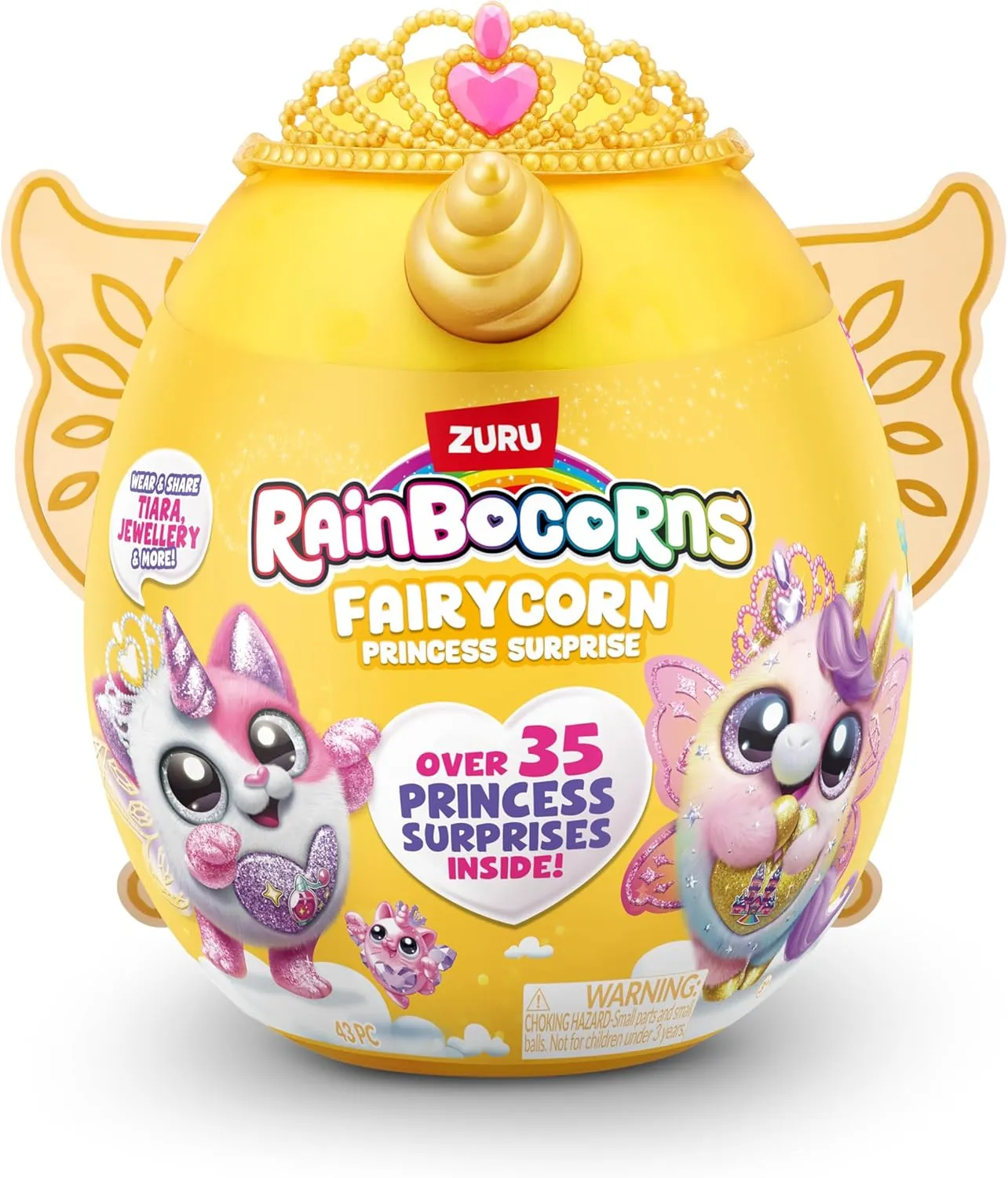 Rainbocorns Fairycorn Princess Surprise (Flamingo) by ZURU 11" Collectible Plush Stuffed Animal, Surprise Egg, Wearable Fairy Wings, Magical Fairy Princess, Ages 3  for Girls, Children
