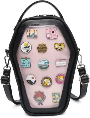 RAINBOW SMILE Ita Bag Backpack Gothic Coffin Shape Fashion Purses and Handbags Halloween JK Bags for Anime Pins Display