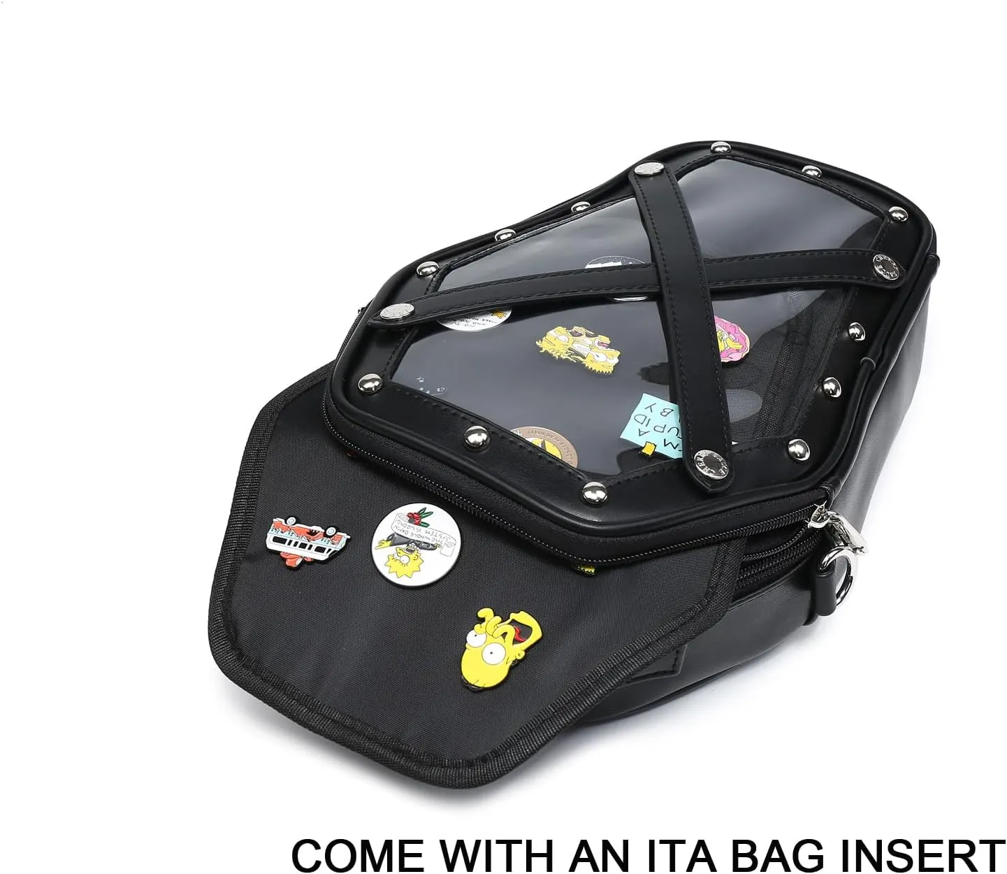 RAINBOW SMILE Ita Bag Backpack Gothic Coffin Shape Fashion Purses and Handbags Halloween JK Bags for Anime Pins Display