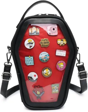 RAINBOW SMILE Ita Bag Backpack Gothic Coffin Shape Fashion Purses and Handbags Halloween JK Bags for Anime Pins Display