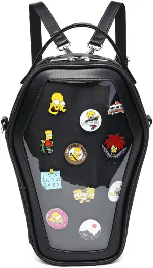 RAINBOW SMILE Ita Bag Backpack Gothic Coffin Shape Fashion Purses and Handbags Halloween JK Bags for Anime Pins Display