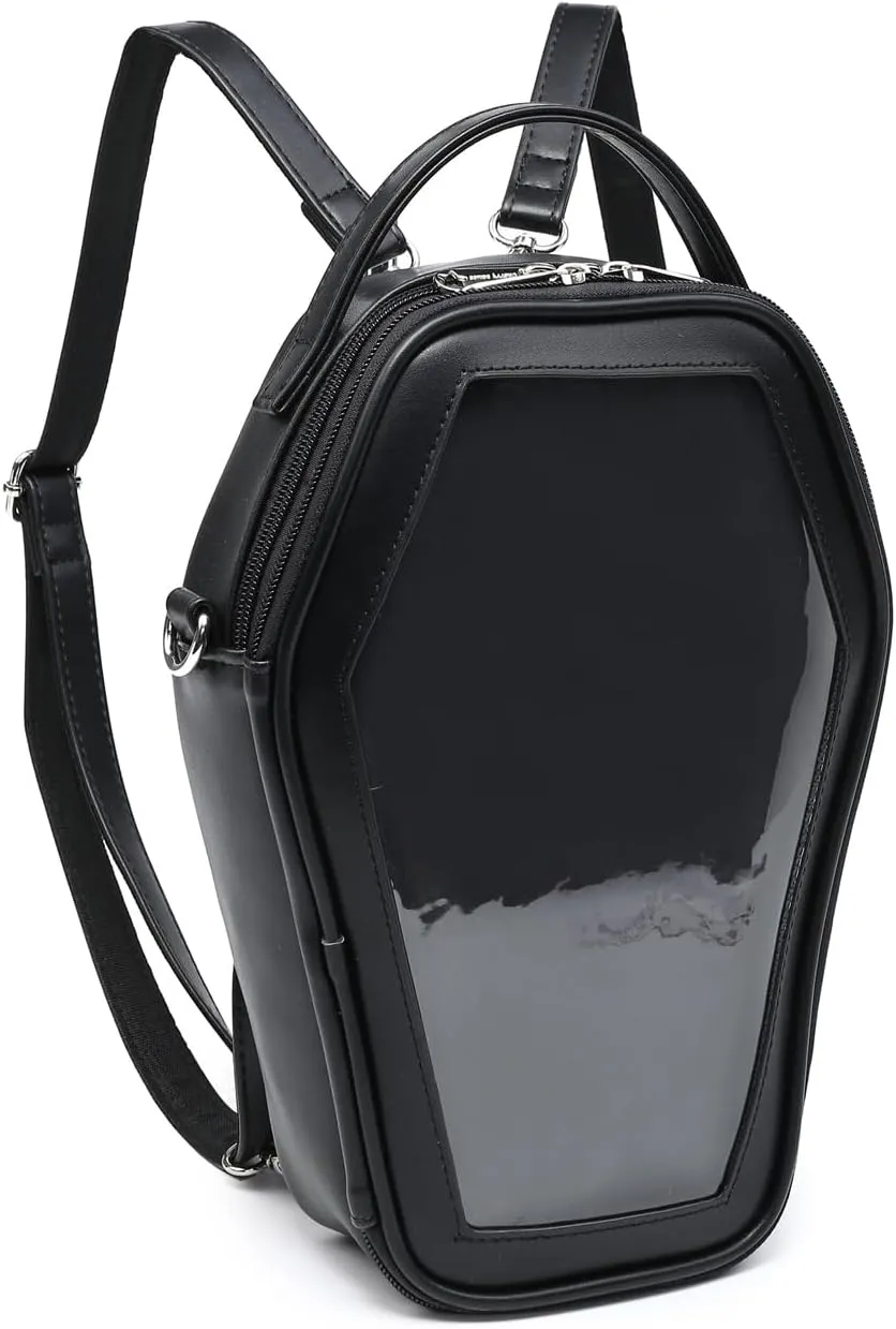 RAINBOW SMILE Ita Bag Backpack Gothic Coffin Shape Fashion Purses and Handbags Halloween JK Bags for Anime Pins Display