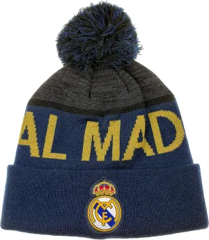Real Madrid Cuff Pom Beanie Color Blue Official Licensed