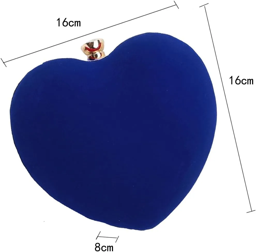 Reberomantic Heart Shaped Evening Purse Velvet Clutch Purse Solid Evening Bag