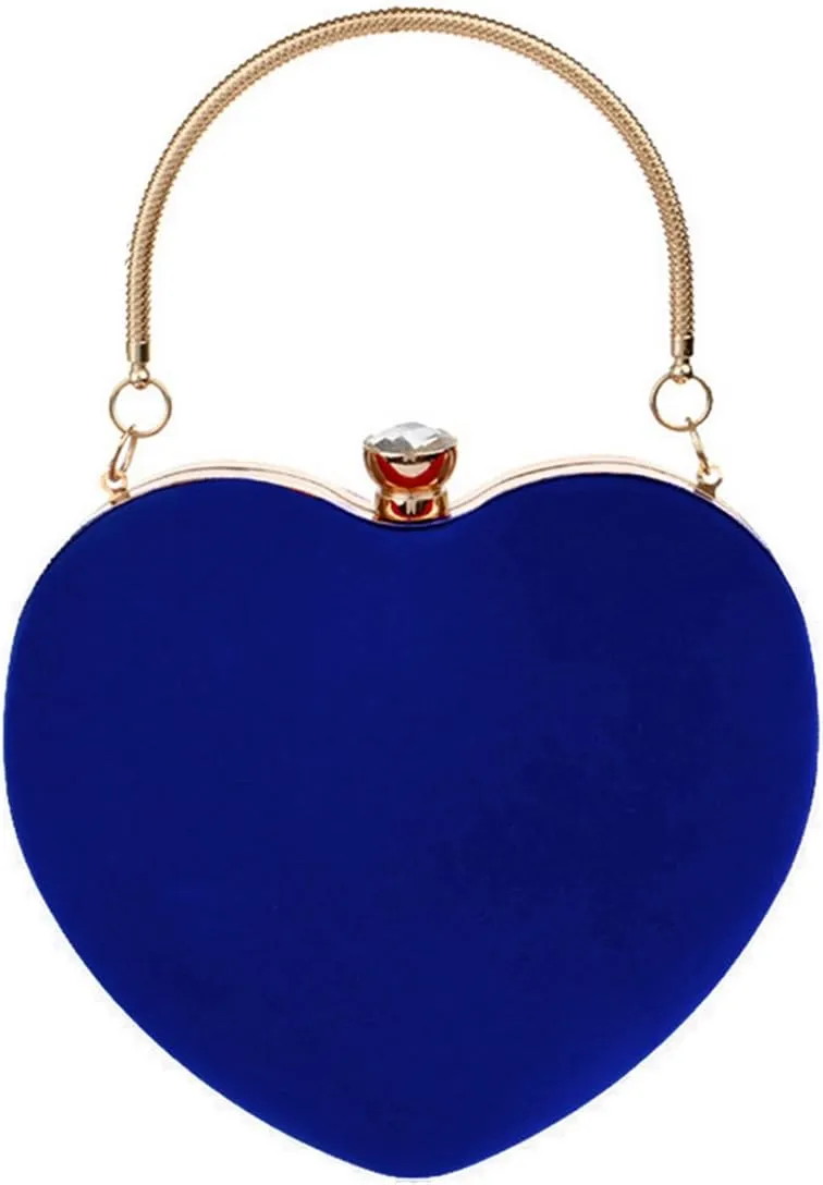 Reberomantic Heart Shaped Evening Purse Velvet Clutch Purse Solid Evening Bag