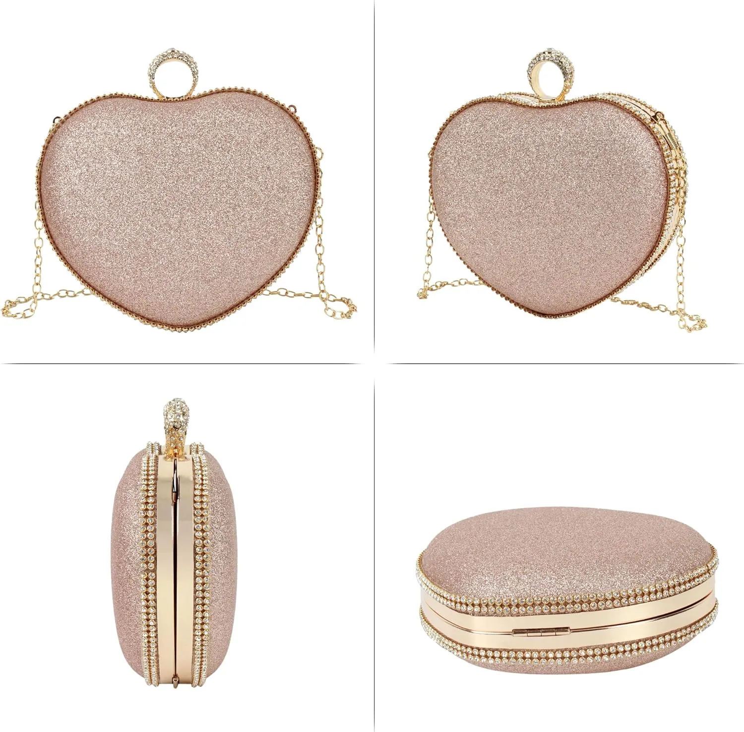 Reberomantic Heart Shaped Evening Purse Velvet Clutch Purse Solid Evening Bag