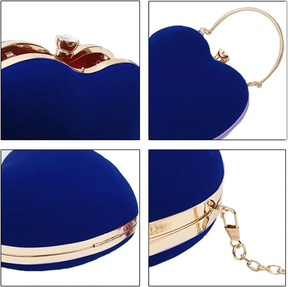 Reberomantic Heart Shaped Evening Purse Velvet Clutch Purse Solid Evening Bag