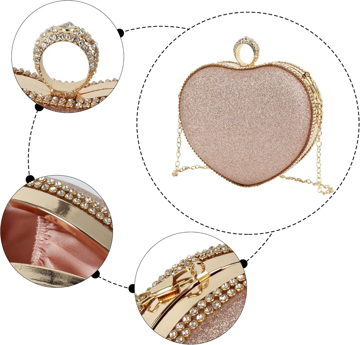 Reberomantic Heart Shaped Evening Purse Velvet Clutch Purse Solid Evening Bag