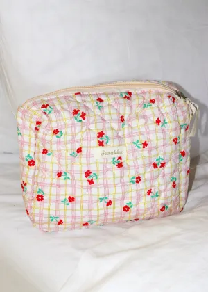 Red Flowers Medium Makeup Bag