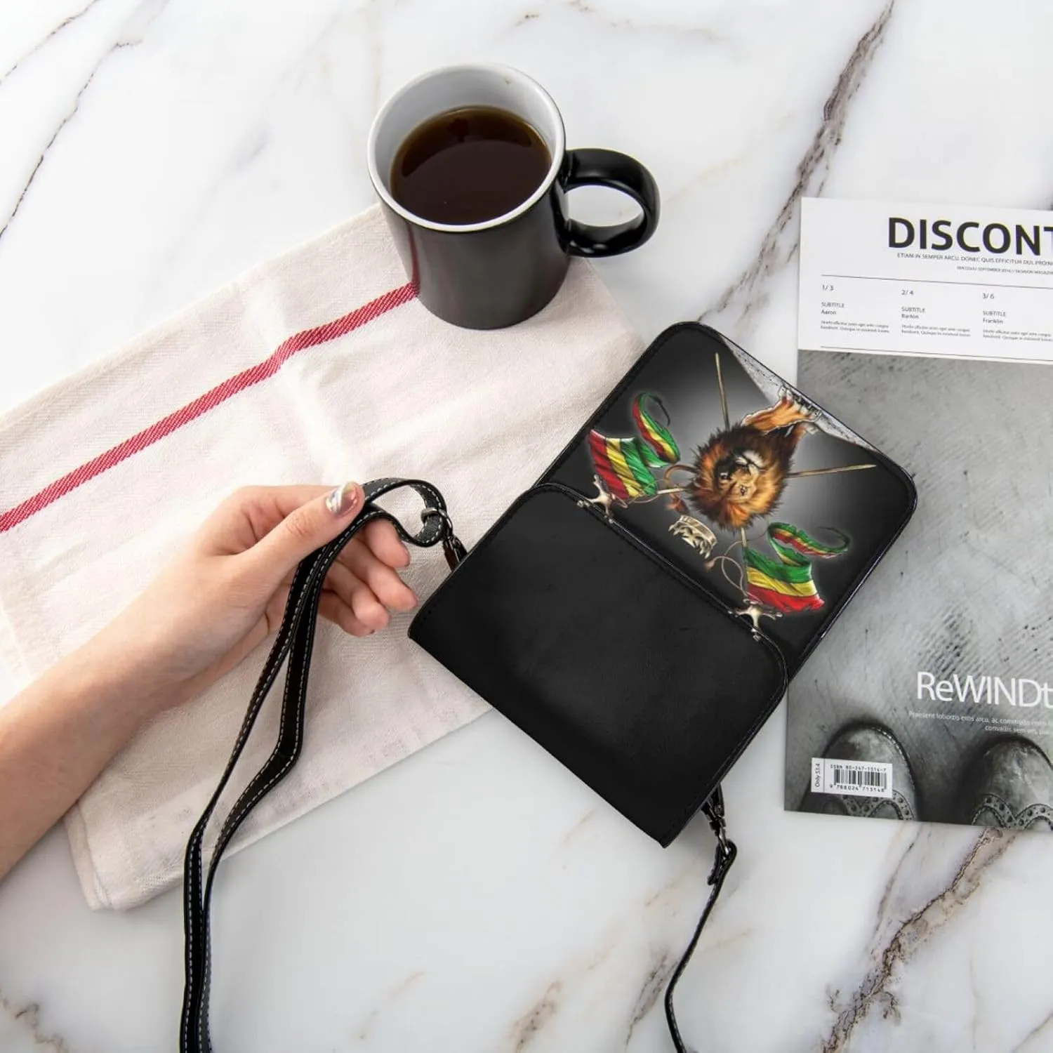 Reggae Rastafarian Lion Of Judah Woman Crossbody Bags Leather Shoulder Handbags Cell Phone Purse