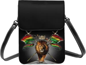 Reggae Rastafarian Lion Of Judah Woman Crossbody Bags Leather Shoulder Handbags Cell Phone Purse