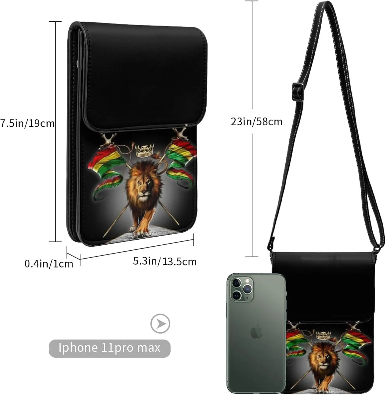 Reggae Rastafarian Lion Of Judah Woman Crossbody Bags Leather Shoulder Handbags Cell Phone Purse