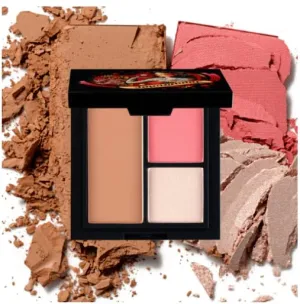 Reina Rebelde On Your Face Contour and Color Trio in Adorada is a multi-use face palette for fair to medium complexions. It features a cool-toned satin blush, a luminous pearl highlighter