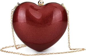 Rejolly Clear Acrylic Clutch Evening Purse Heart Shaped Bags for Women Transparent Novelty Small Mini Handbag Crossbody Bag