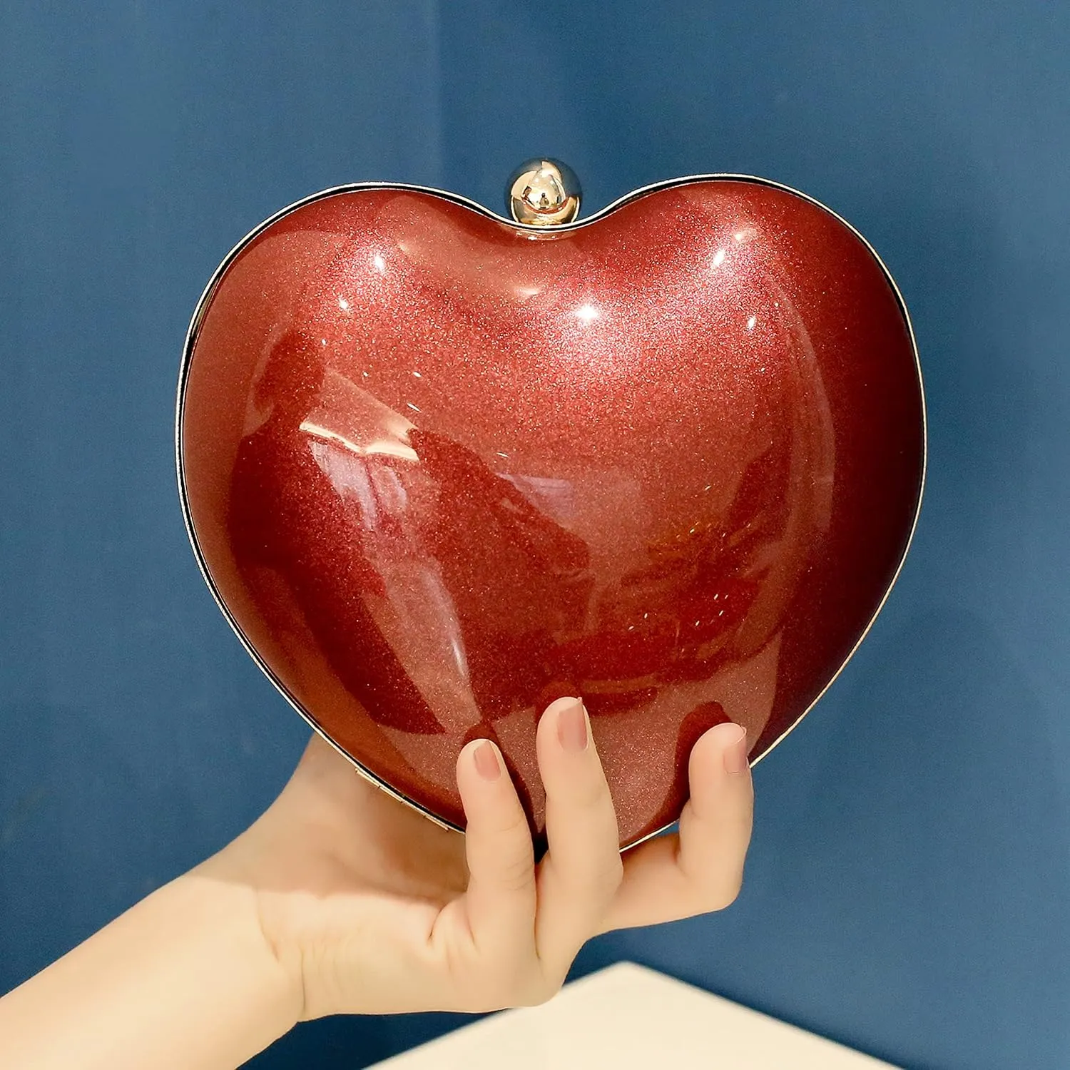 Rejolly Clear Acrylic Clutch Evening Purse Heart Shaped Bags for Women Transparent Novelty Small Mini Handbag Crossbody Bag